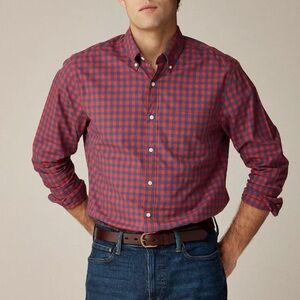 J.Crew Mercantile “FLEX” Red + Navy Gingham Plaid Button Down